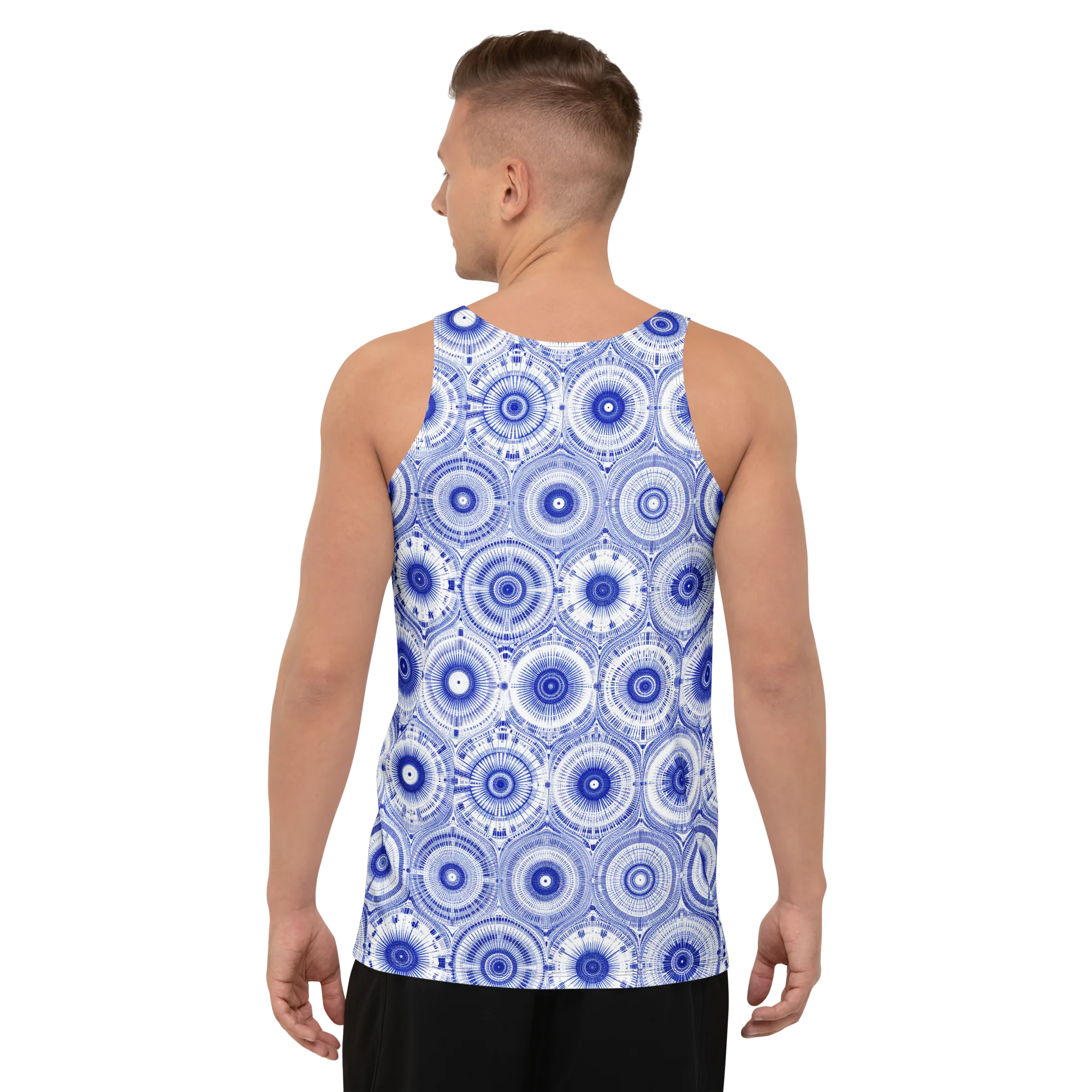 Indigo Circuit on Men's Tank Top — Back print