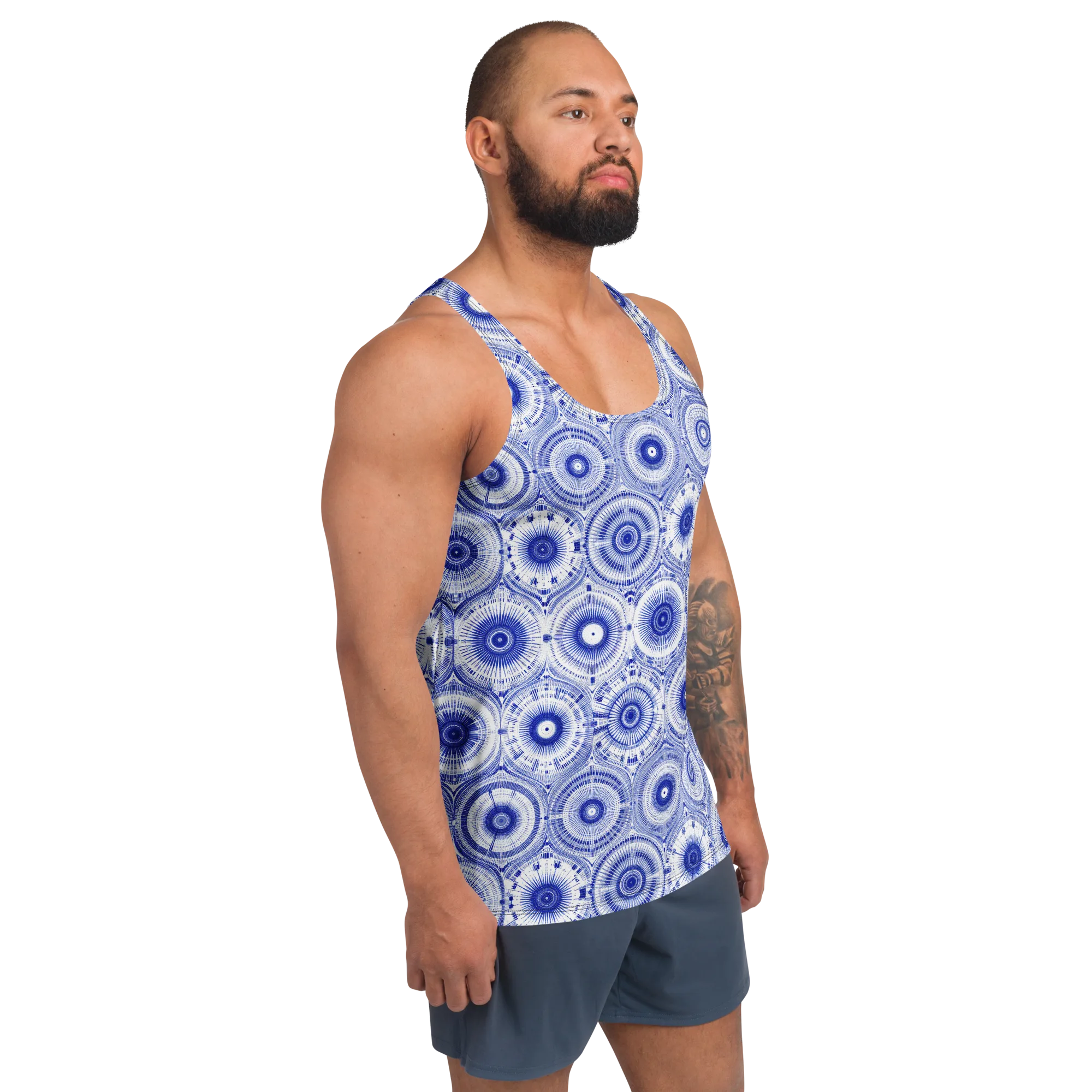 Indigo Circuit on Men's Tank Top — Front print