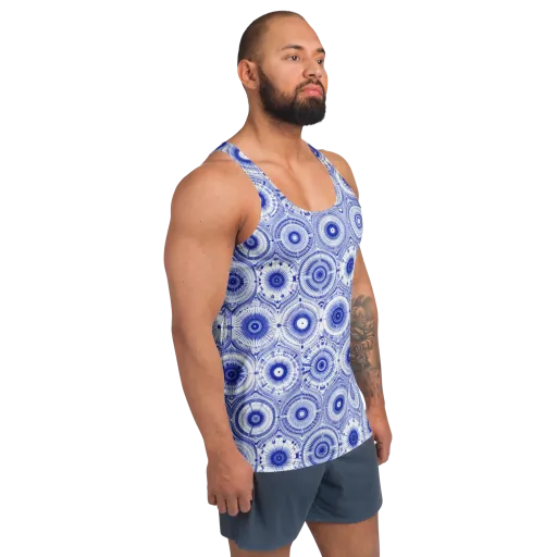 Indigo Circuit on a Men's Tank Top