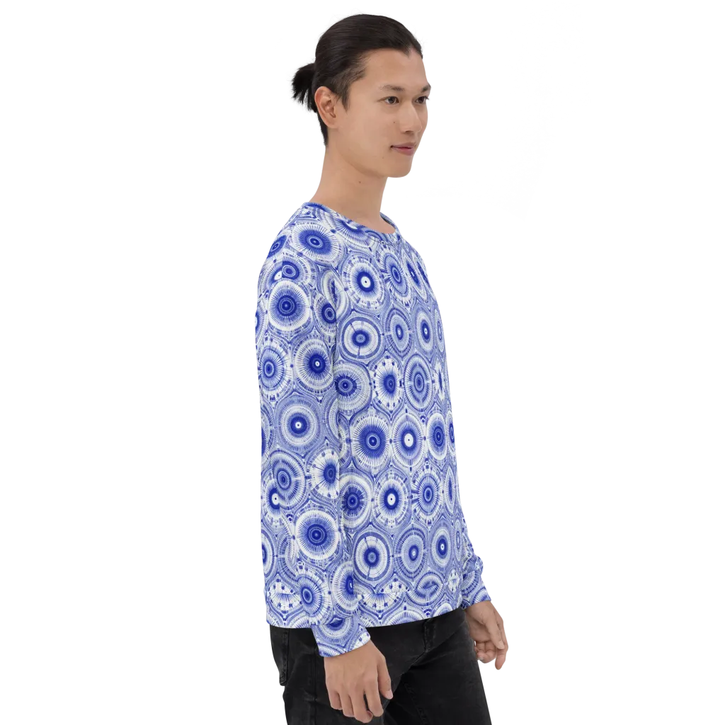Indigo Circuit on Sweatshirt — Right sleeve