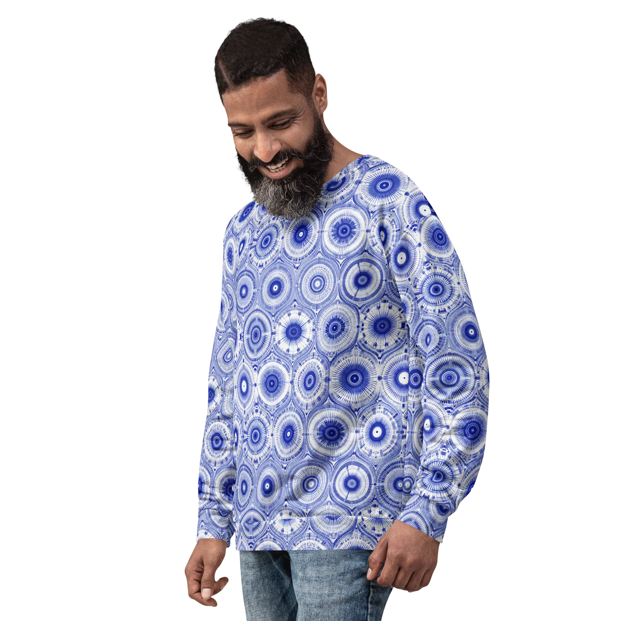 Indigo Circuit on Sweatshirt — Left sleeve