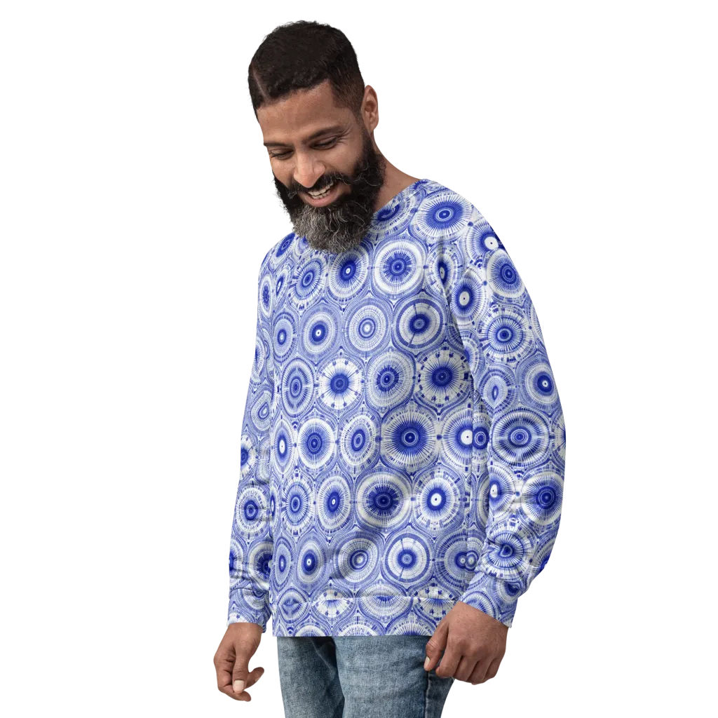 Indigo Circuit on Sweatshirt — Left sleeve