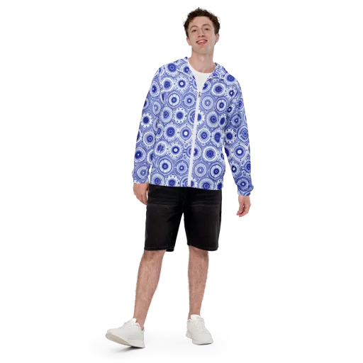 Indigo Circuit on a Men's Windbreaker