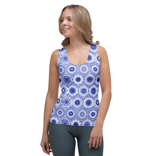 Indigo Circuit on a Women's Tank Top