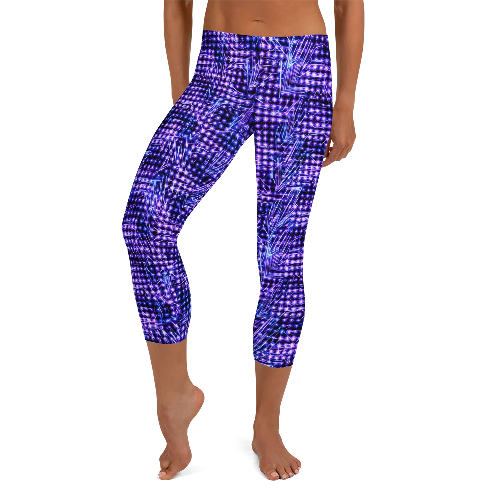 Ultraviolet Circuit on Capri Leggings — Front