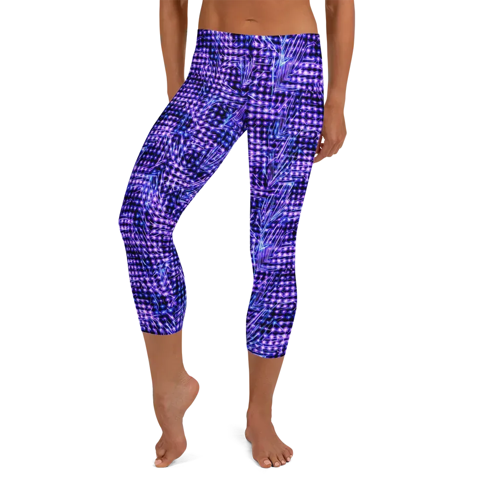 Ultraviolet Circuit on Capri Leggings — Front