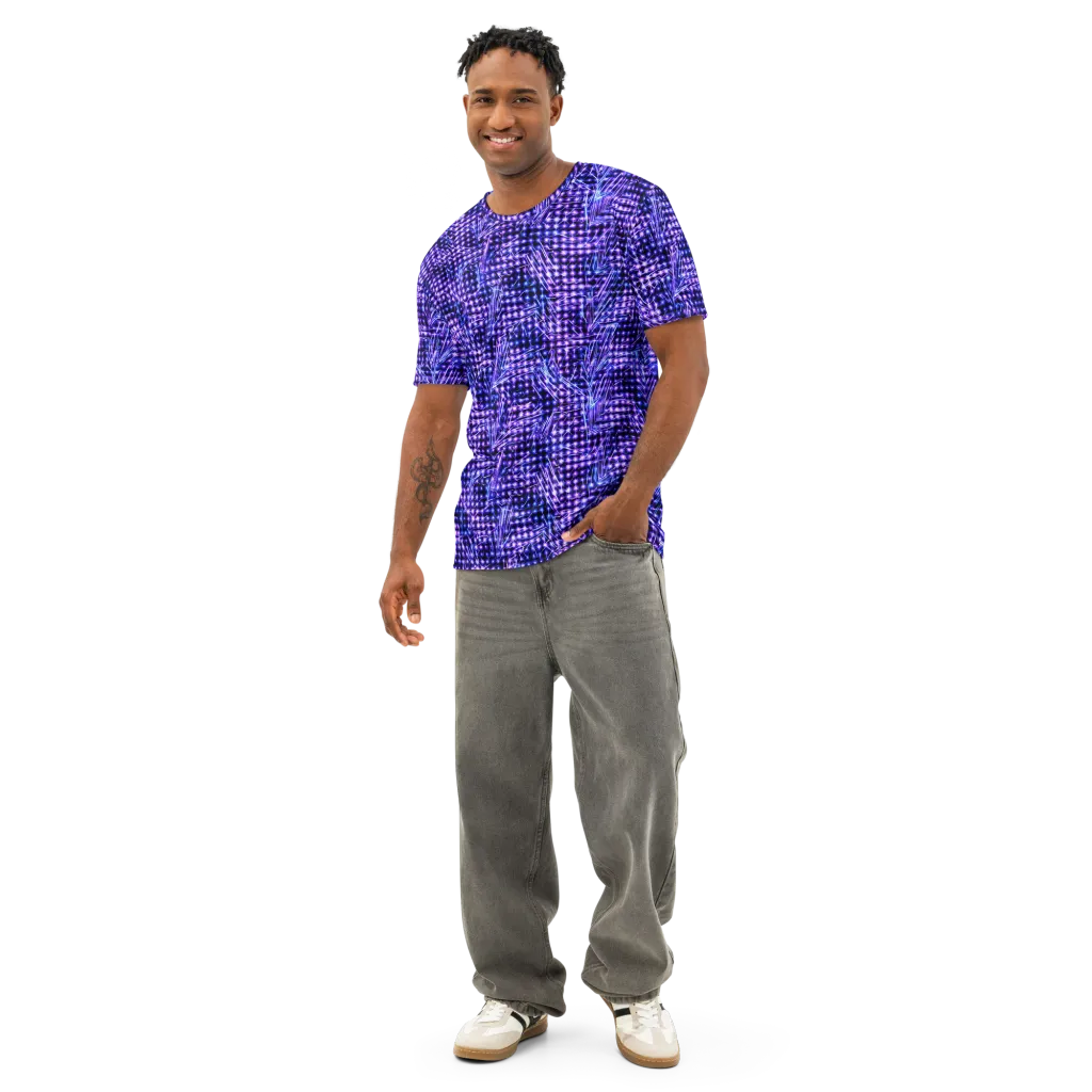 Ultraviolet Circuit on Men's Cotton Crew Neck T-Shirt — Front