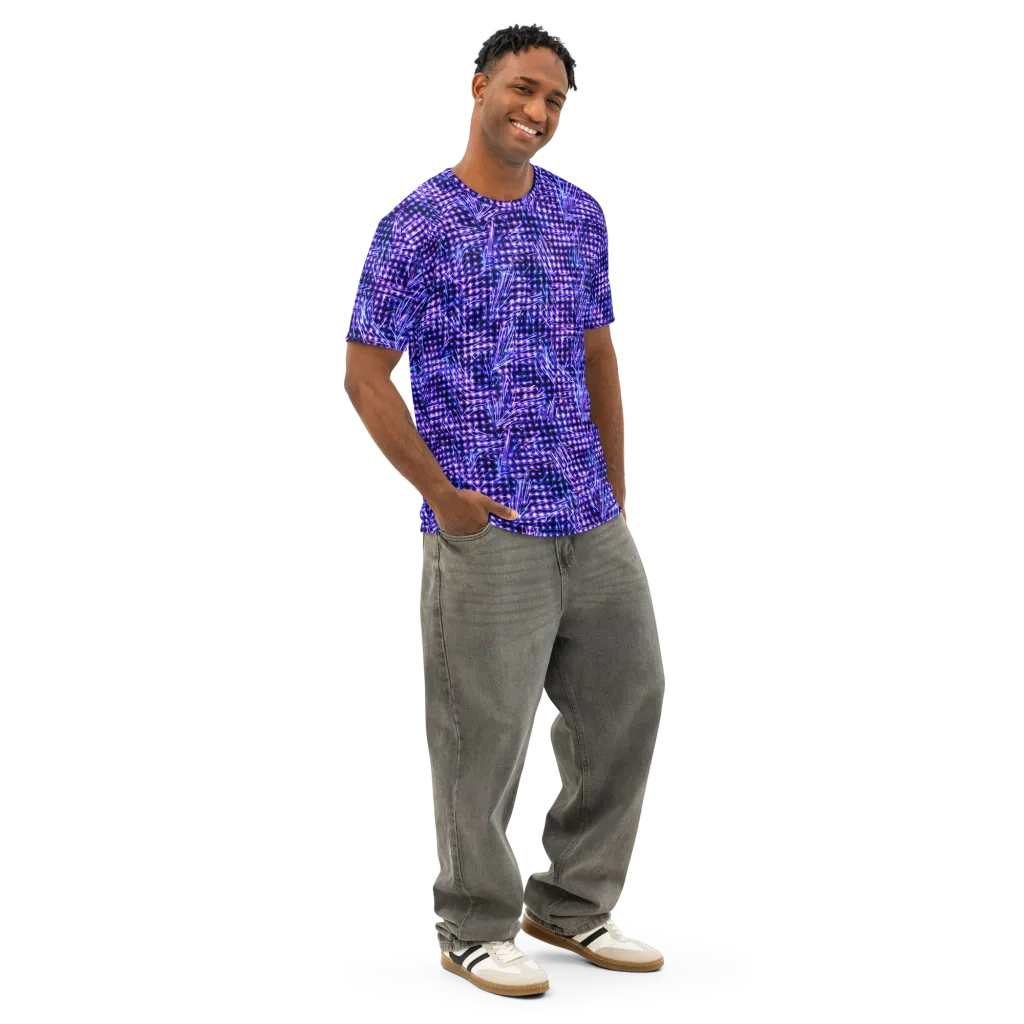 Ultraviolet Circuit on Men's Cotton Crew Neck T-Shirt — Right Front