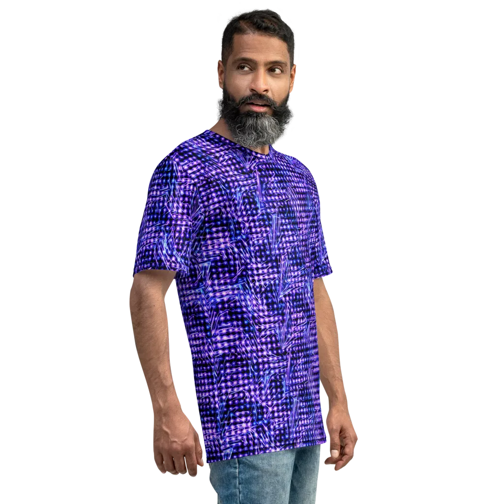 Ultraviolet Circuit on Men's Crew Neck T-Shirt — Right sleeve