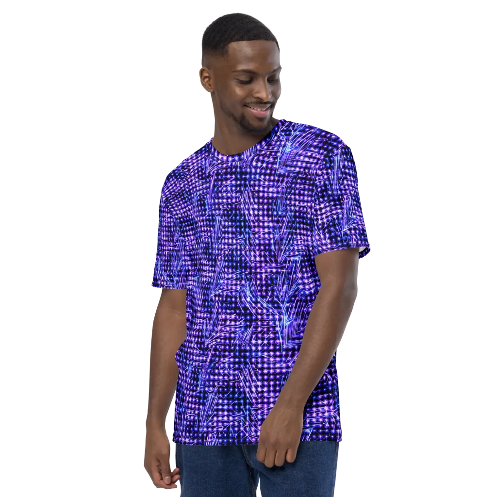 Ultraviolet Circuit on Men's Crew Neck T-Shirt — Left sleeve