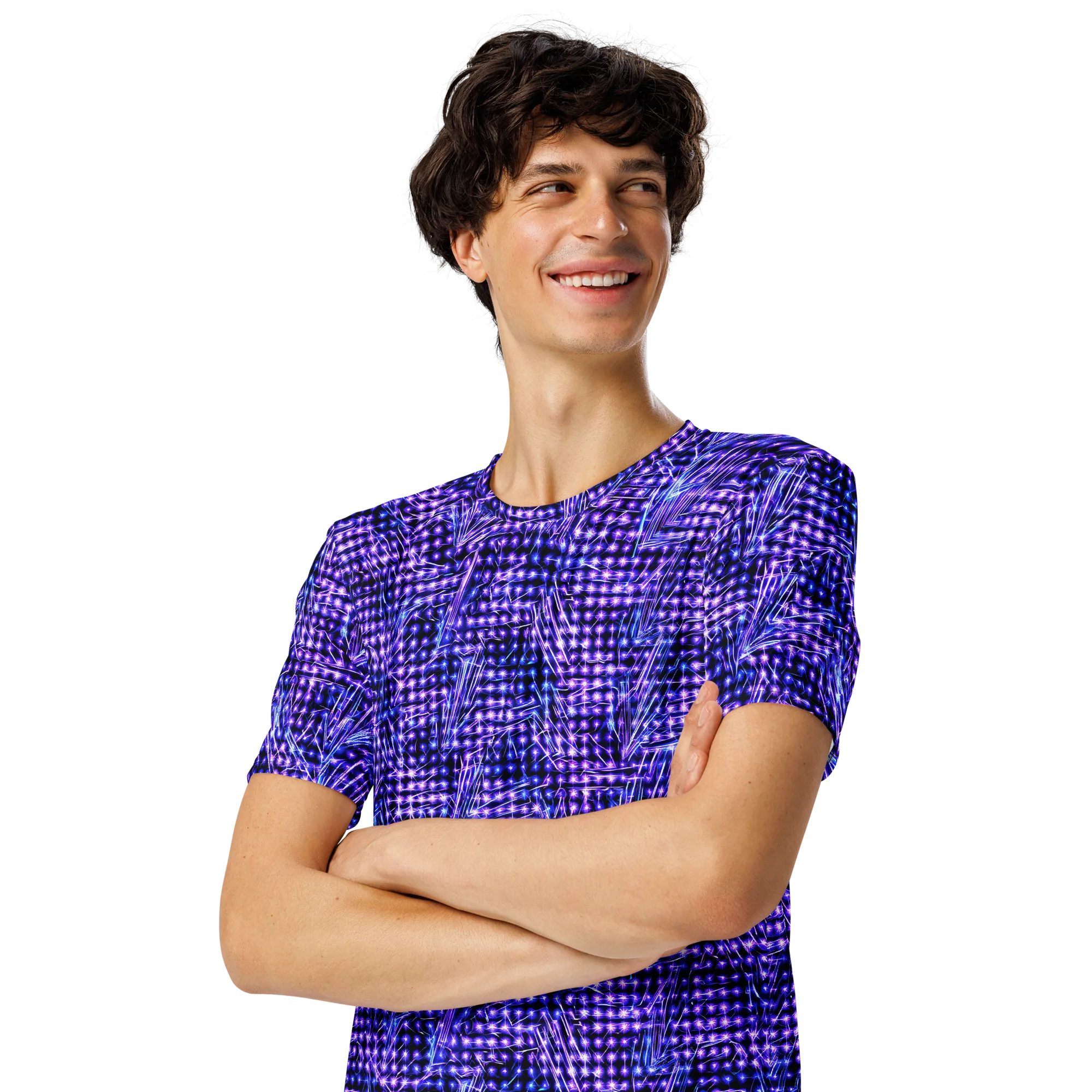 Ultraviolet Circuit on Men's Crew Neck T-Shirt — Front print