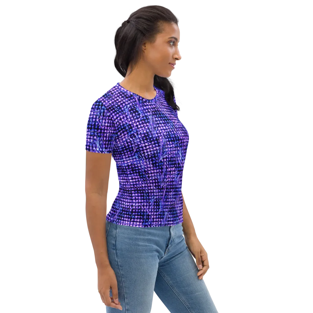 Ultraviolet Circuit on Women's Crew Neck T-Shirt — Right sleeve
