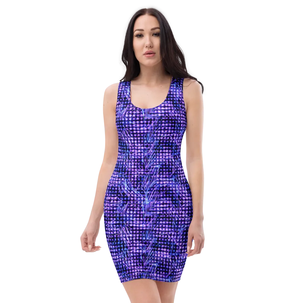 Ultraviolet Circuit on Bodycon Dress — Front