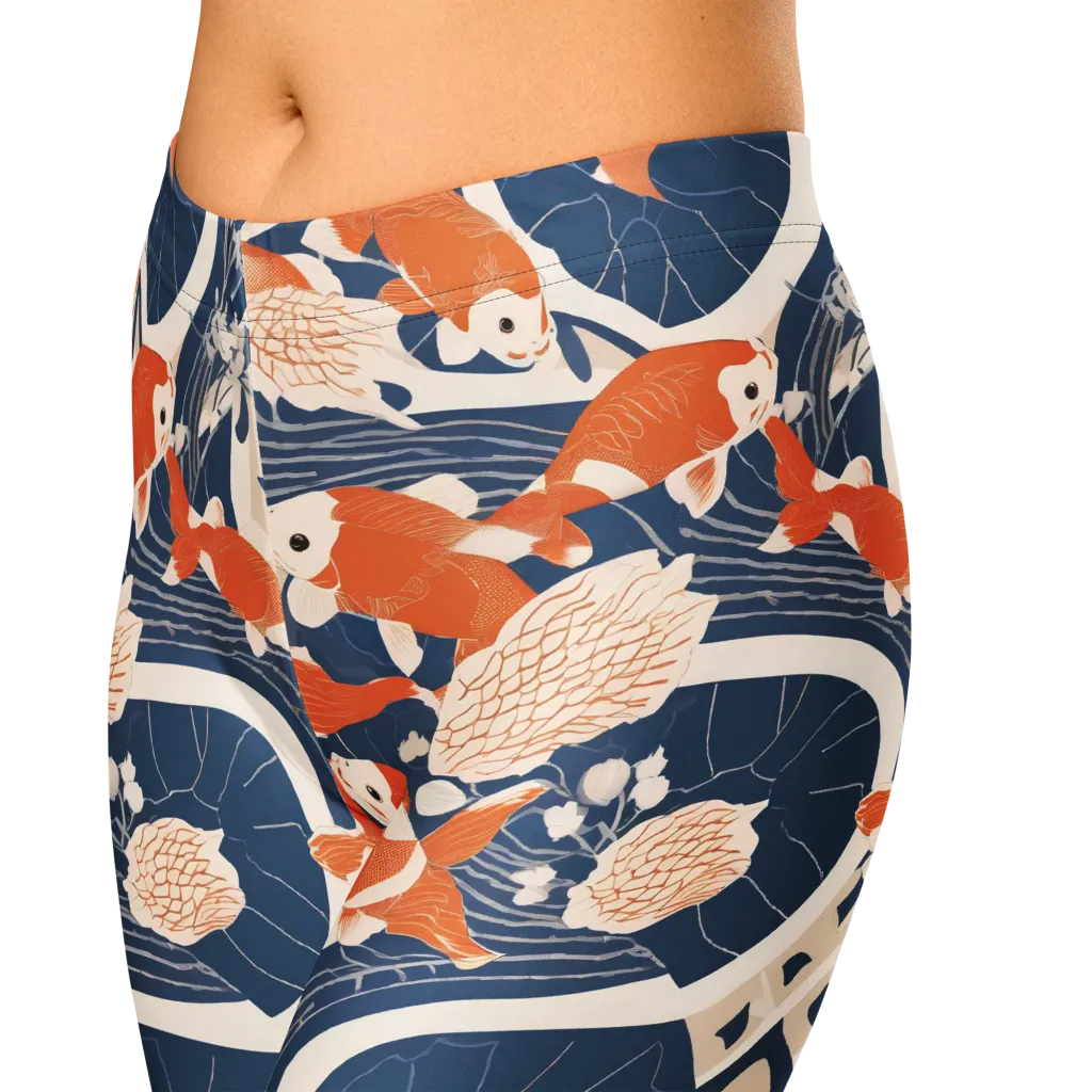 Indigo Koi Garden on Capri Leggings — Print file