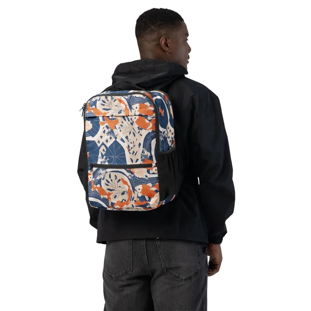 Indigo Koi Garden on Utility Backpack — Back
