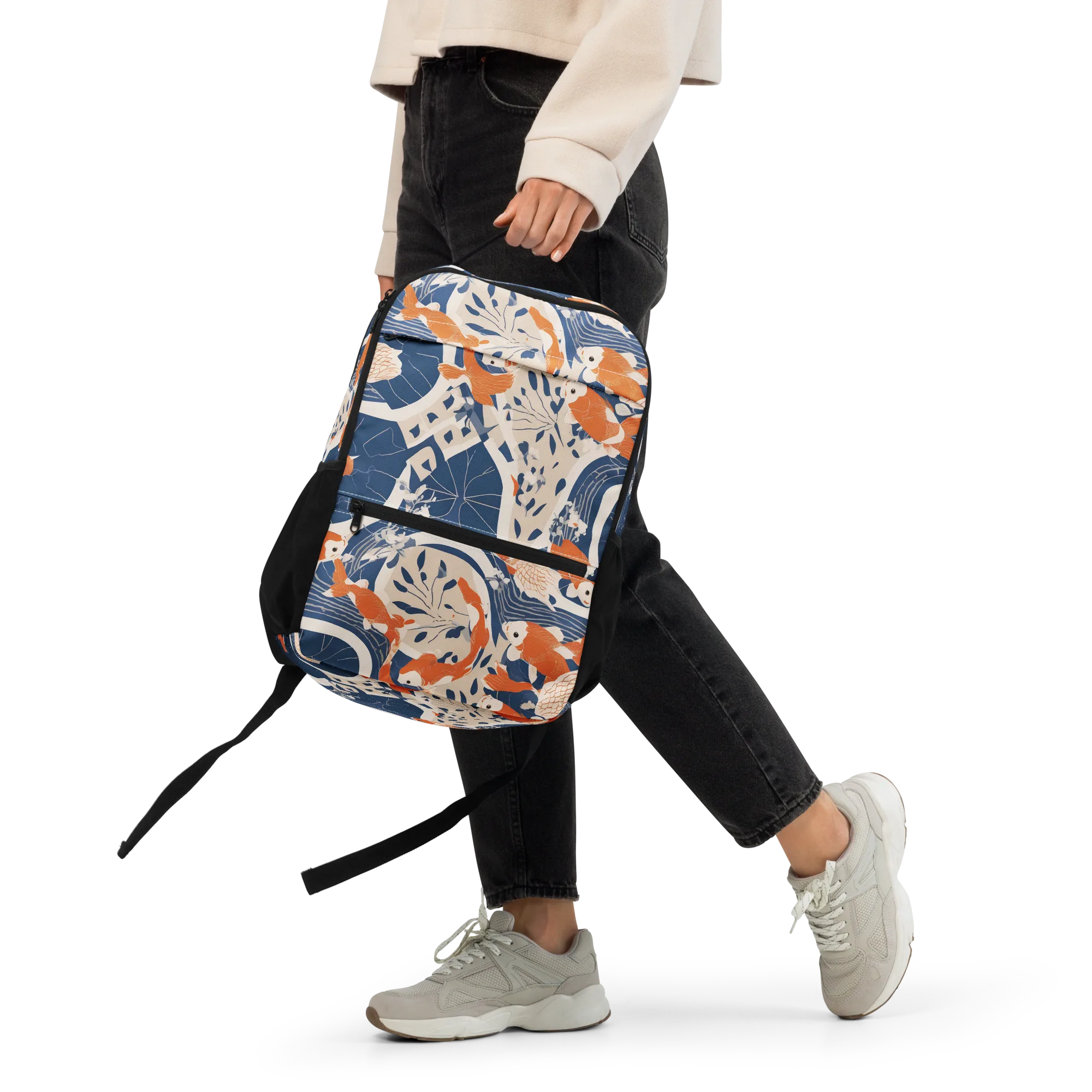 Indigo Koi Garden on Utility Backpack — Front 2