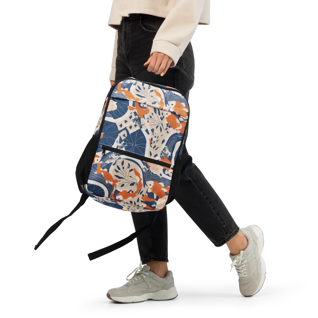 Indigo Koi Garden on Utility Backpack — Front 2