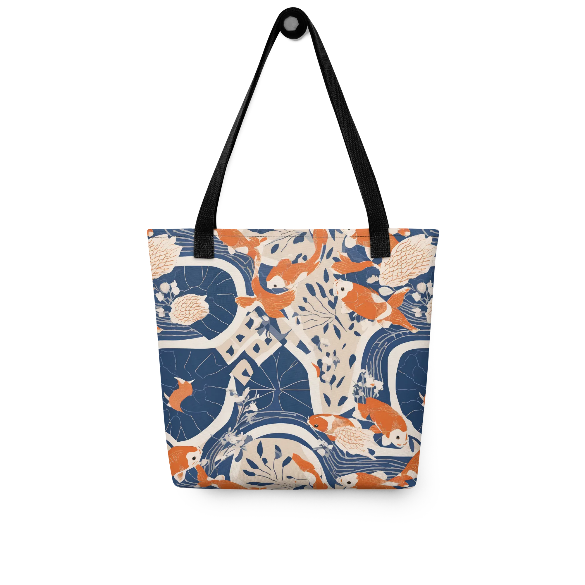 Indigo Koi Garden on Tote Bag — Front