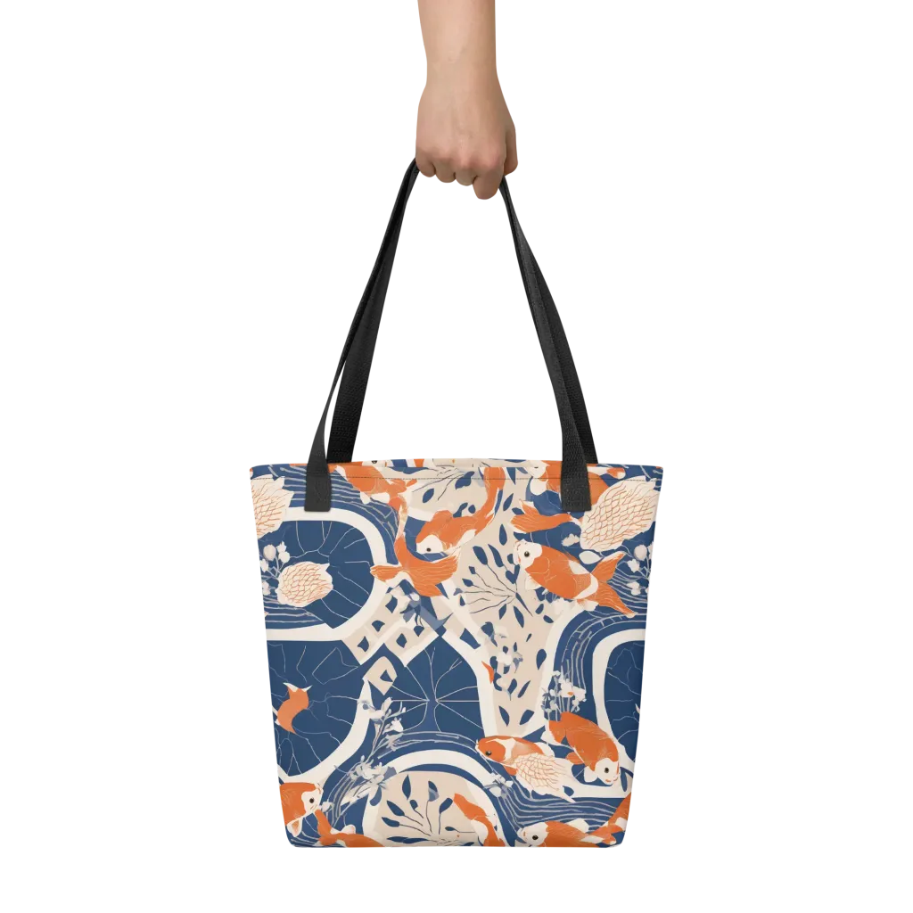 Indigo Koi Garden on Tote Bag — Print file