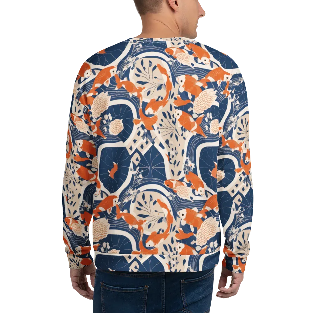 Indigo Koi Garden on Sweatshirt — Back