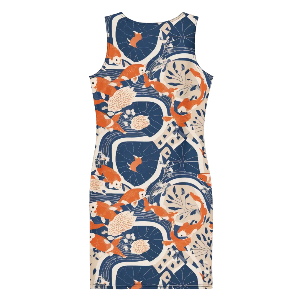 Indigo Koi Garden on Bodycon Dress — Print file