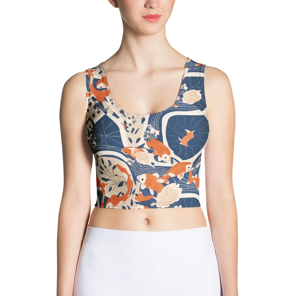 Indigo Koi Garden on Crop Top — Front