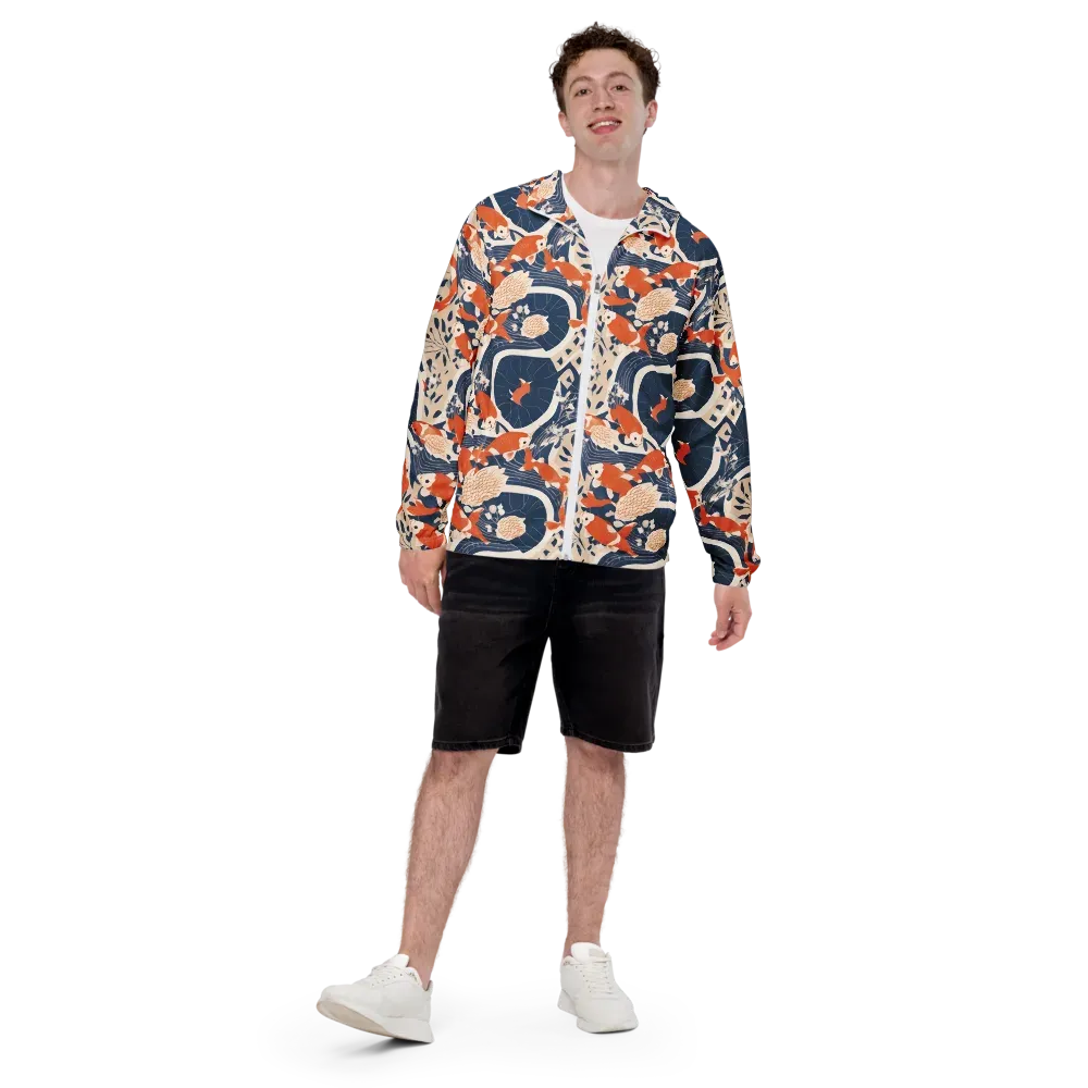 Indigo Koi Garden on Men's Windbreaker — Back print