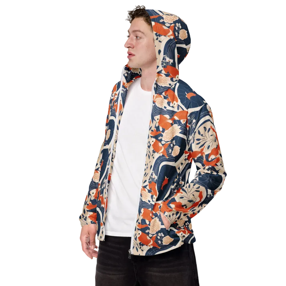 Indigo Koi Garden on Men's Windbreaker — Left Front