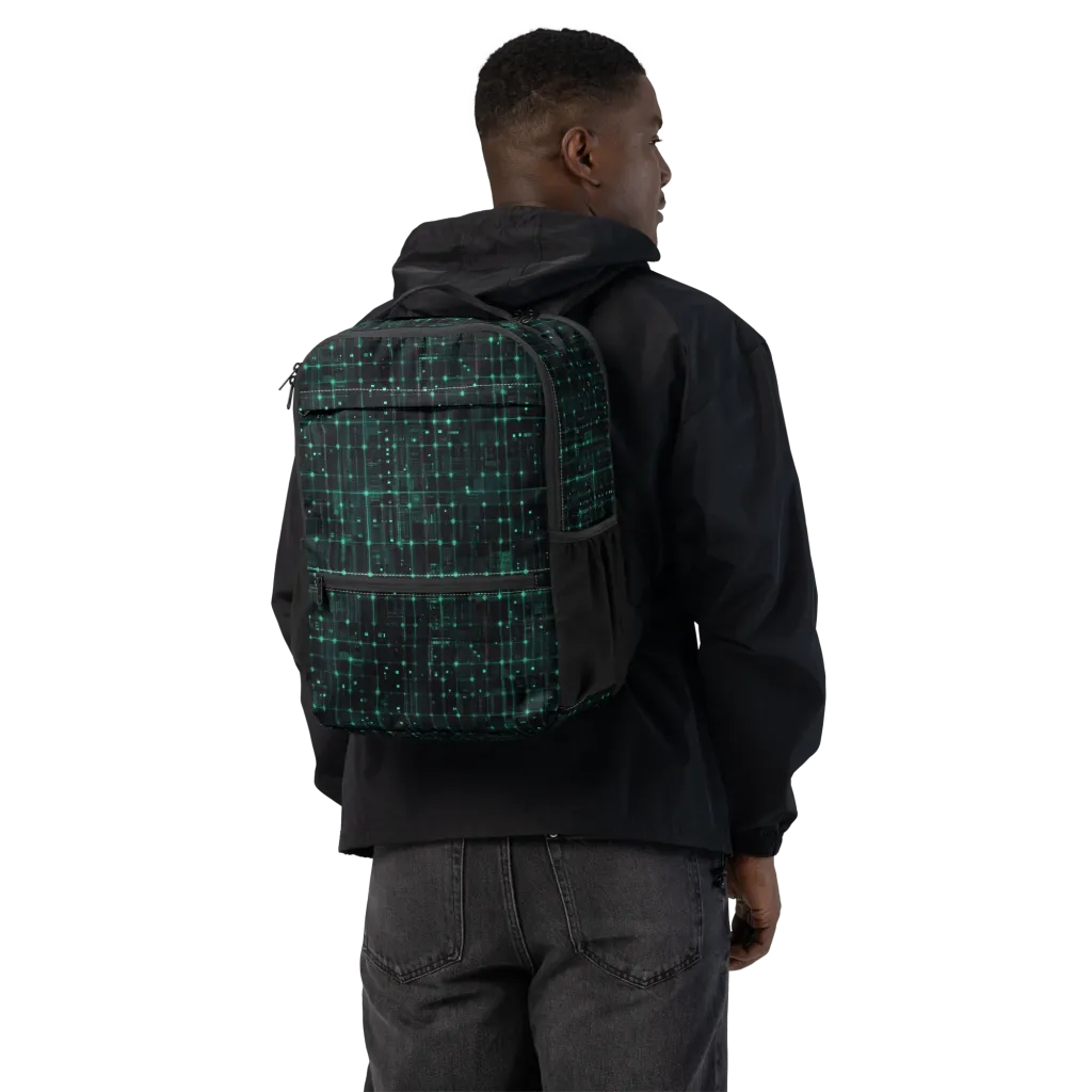 Neon Matrix on Utility Backpack — Back