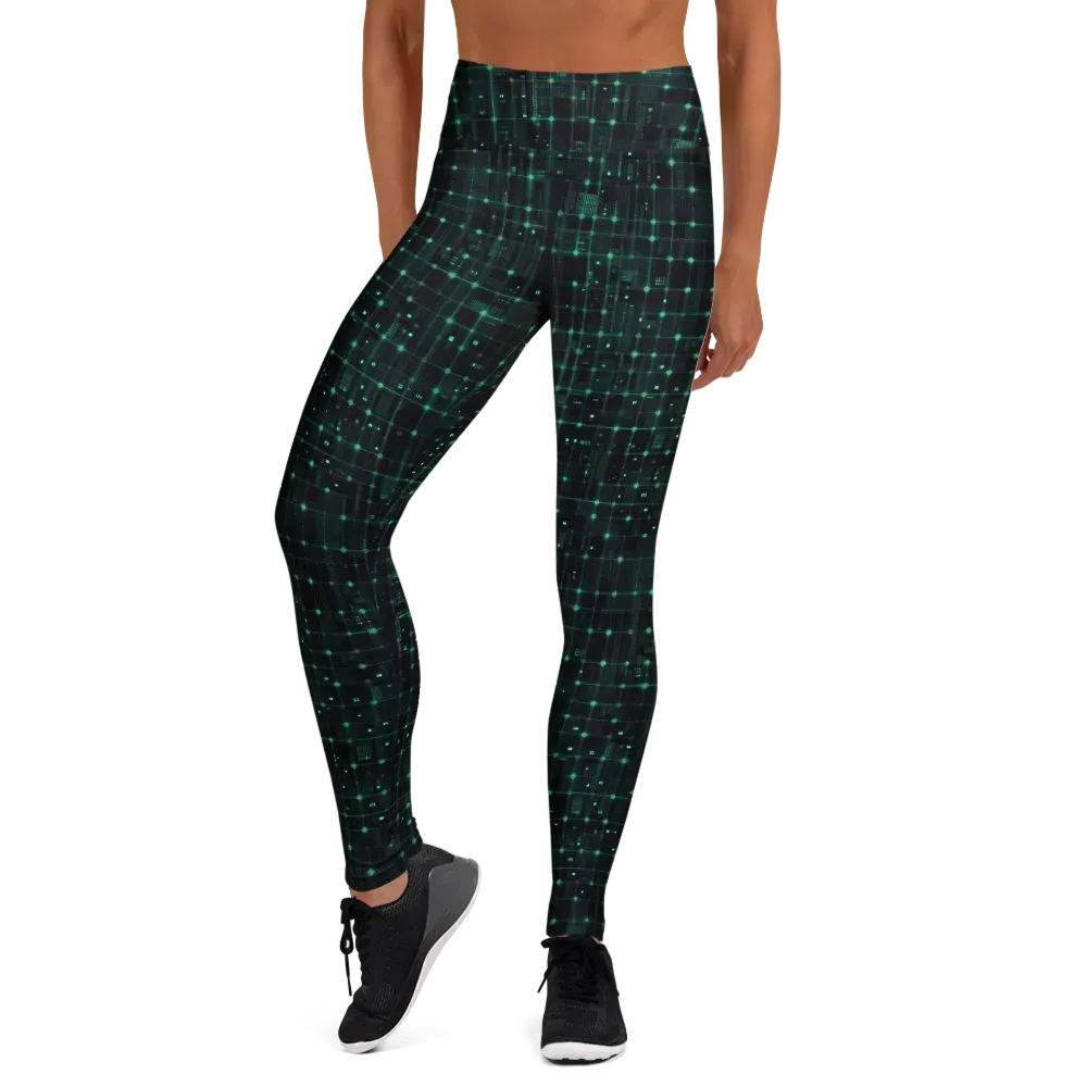 Neon Matrix on Yoga Leggings — Front