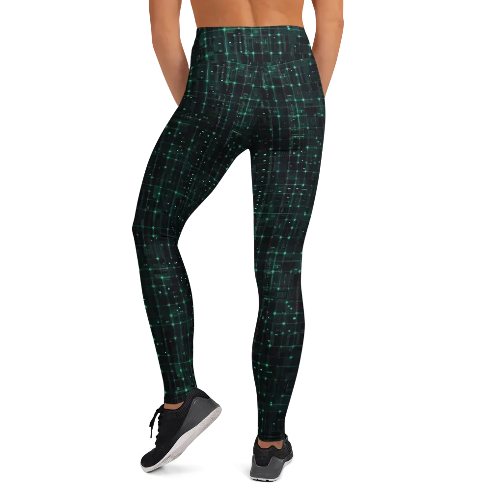 Neon Matrix on Yoga Leggings — Back