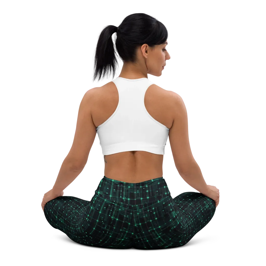 Neon Matrix on Yoga Leggings — Back waist