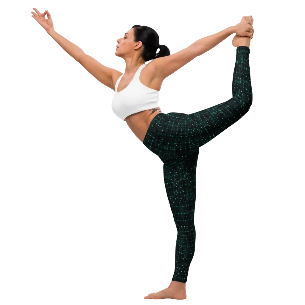 Neon Matrix on Yoga Leggings — Front waist