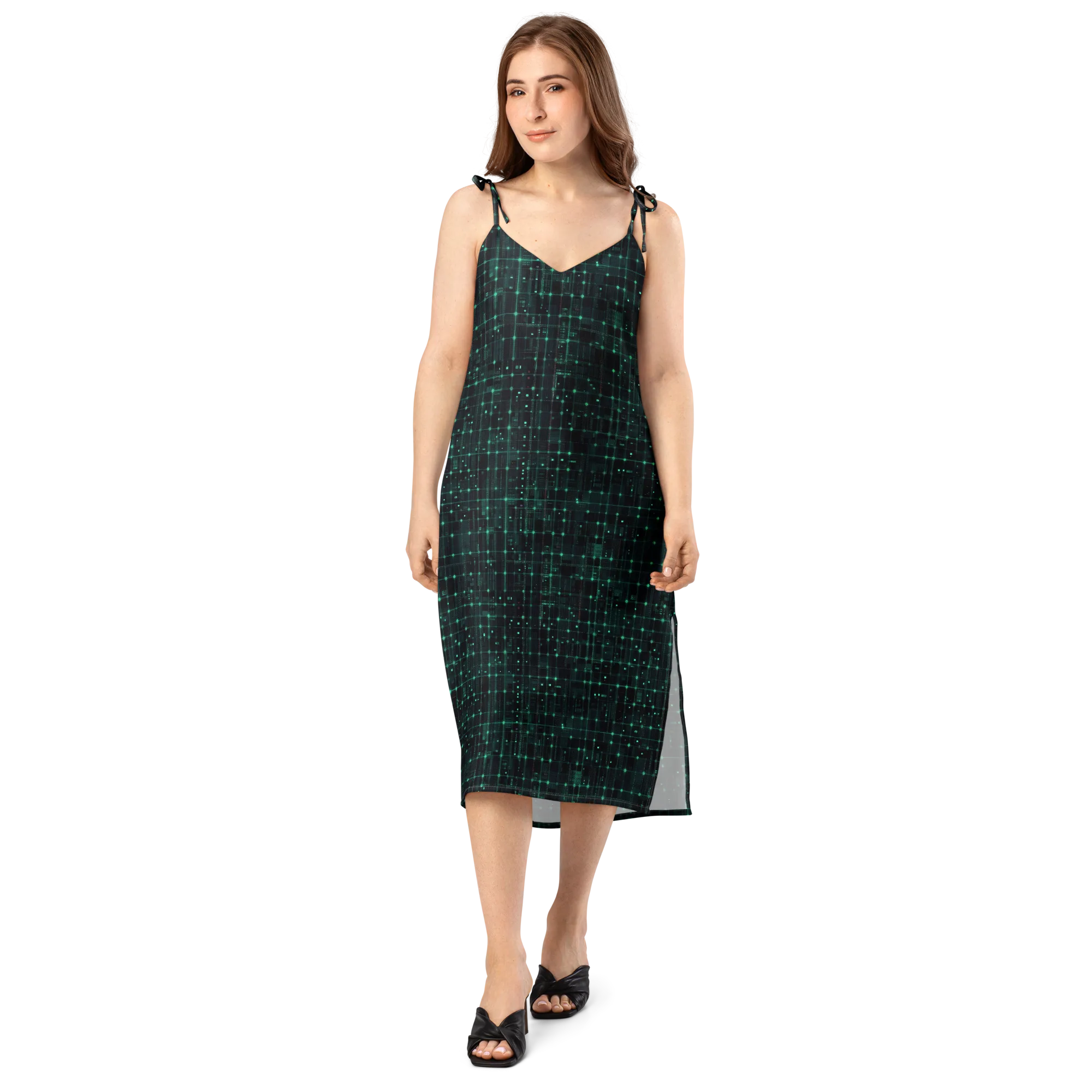 Neon Matrix on Slip Dress — Front
