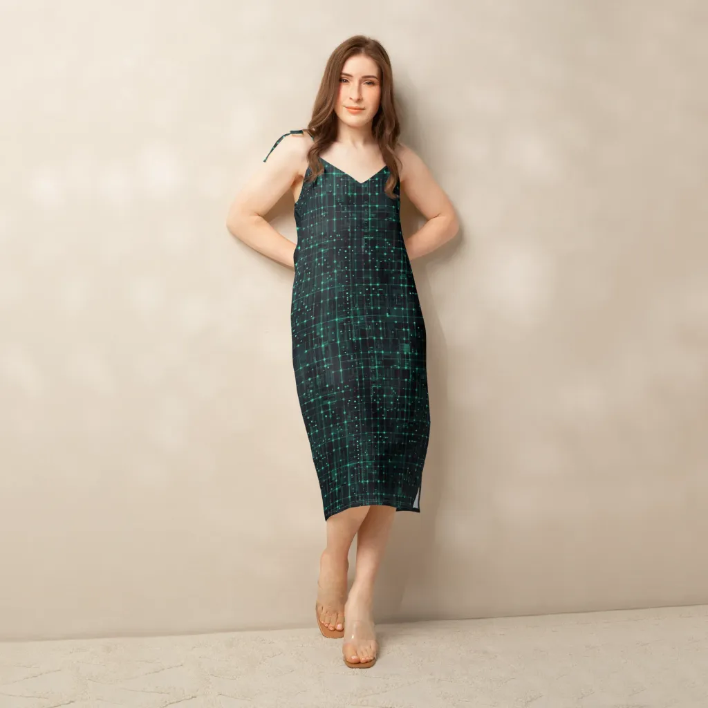Neon Matrix on Slip Dress — Back print