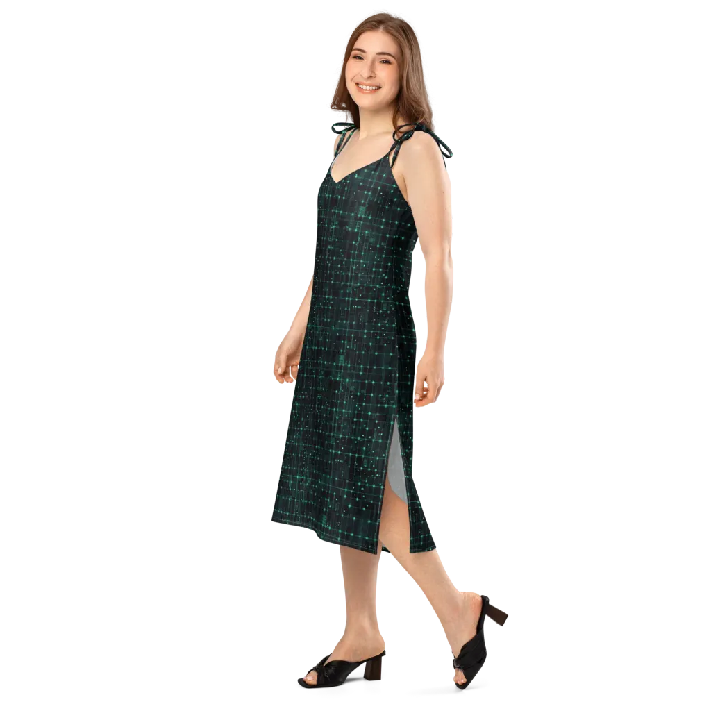 Neon Matrix on Slip Dress — Left Front