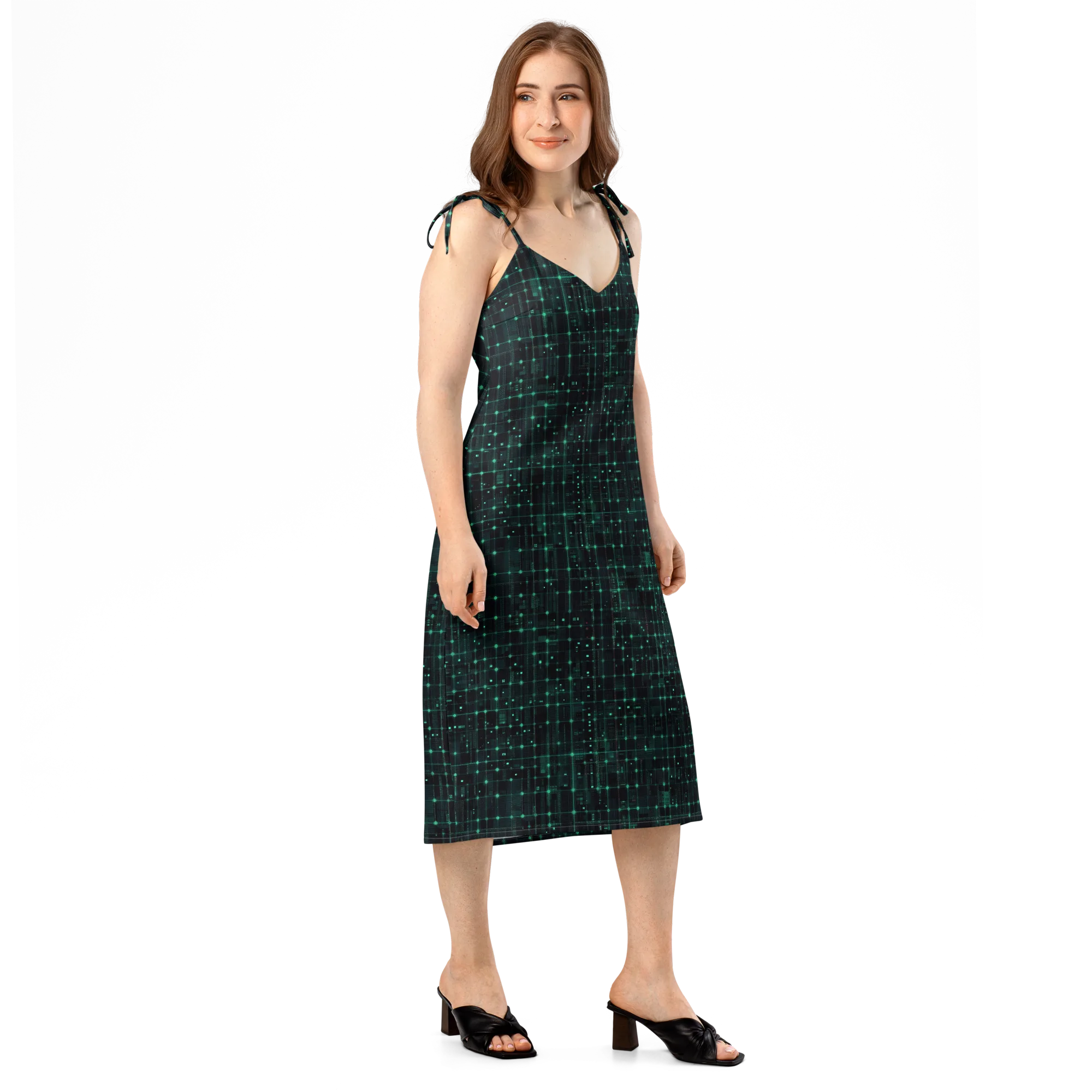 Neon Matrix on Slip Dress — Right Front