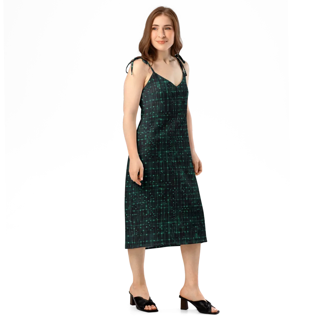 Neon Matrix on Slip Dress — Right Front