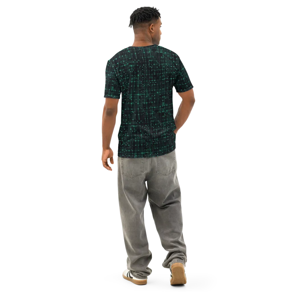 Neon Matrix on Men's Cotton Crew Neck T-Shirt — Back