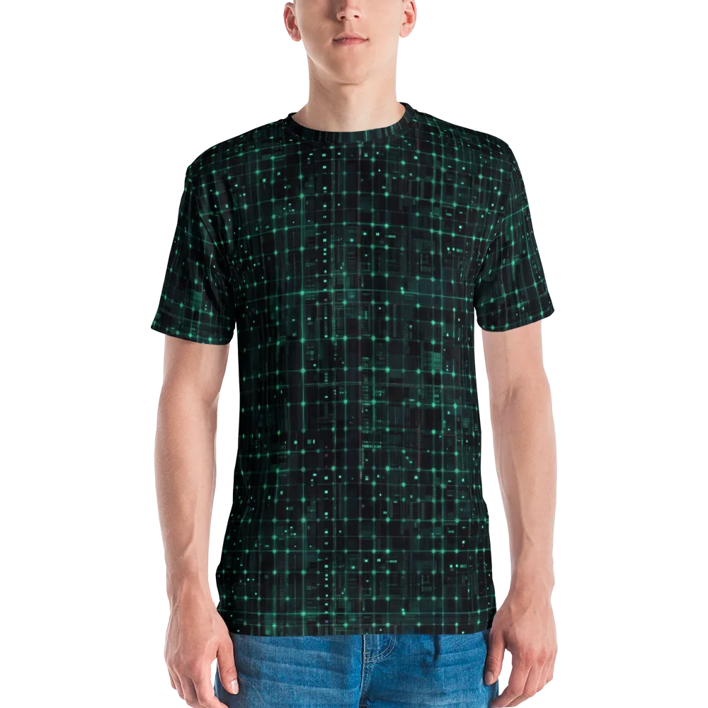 Neon Matrix on Men's Crew Neck T-Shirt — Front