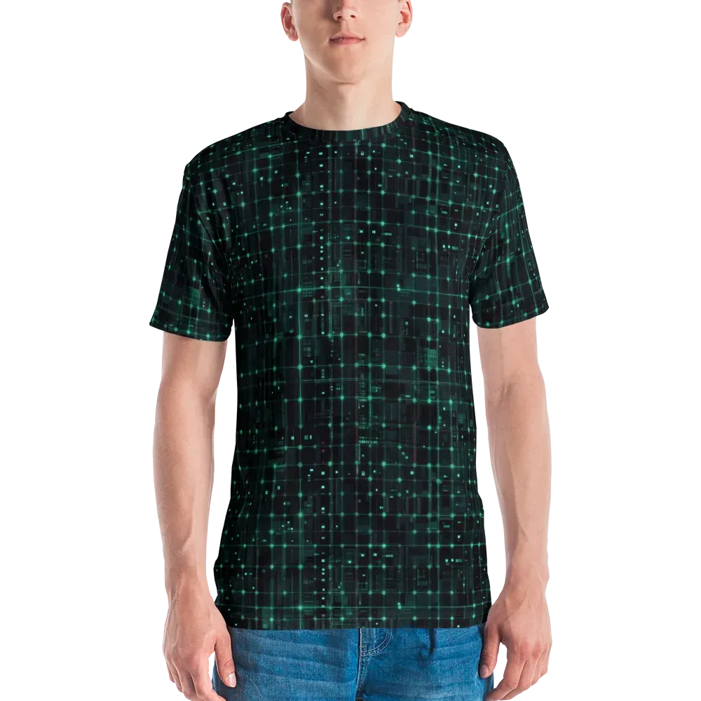 Neon Matrix on Men's Crew Neck T-Shirt — Front