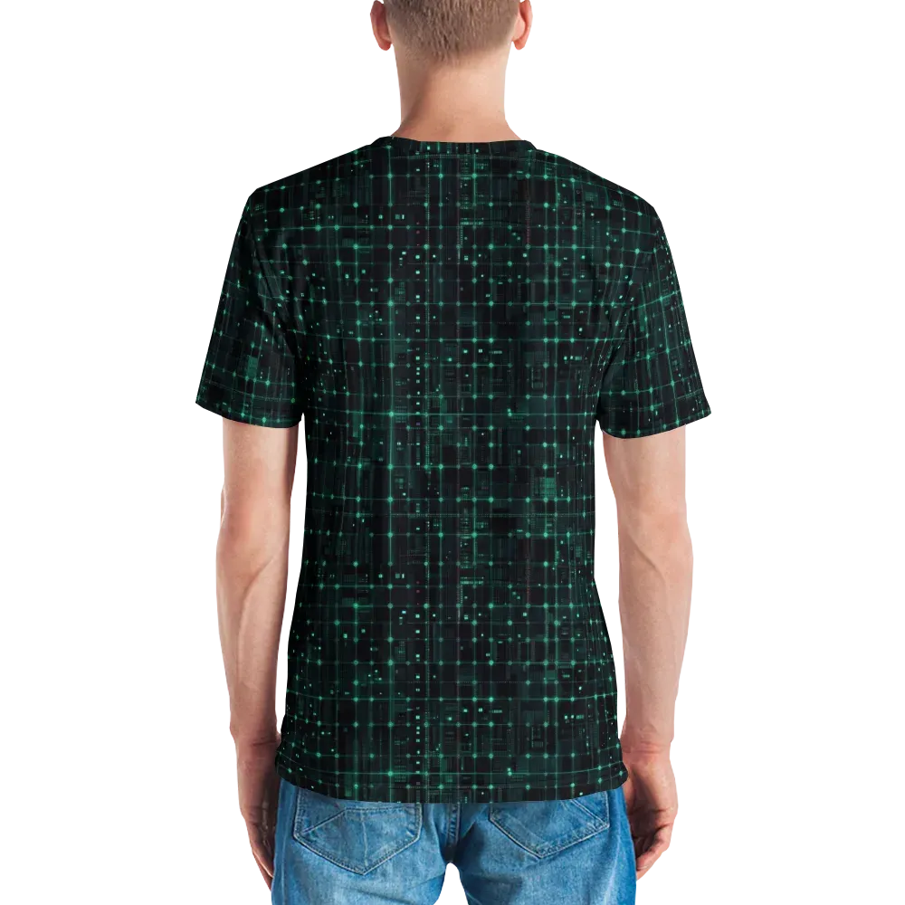 Neon Matrix on Men's Crew Neck T-Shirt — Back