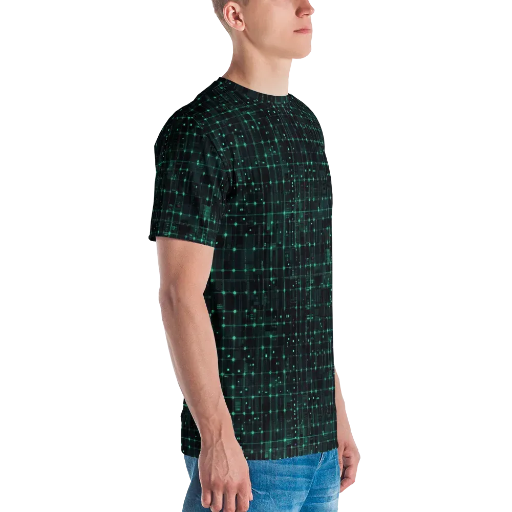 Neon Matrix on Men's Crew Neck T-Shirt — Right