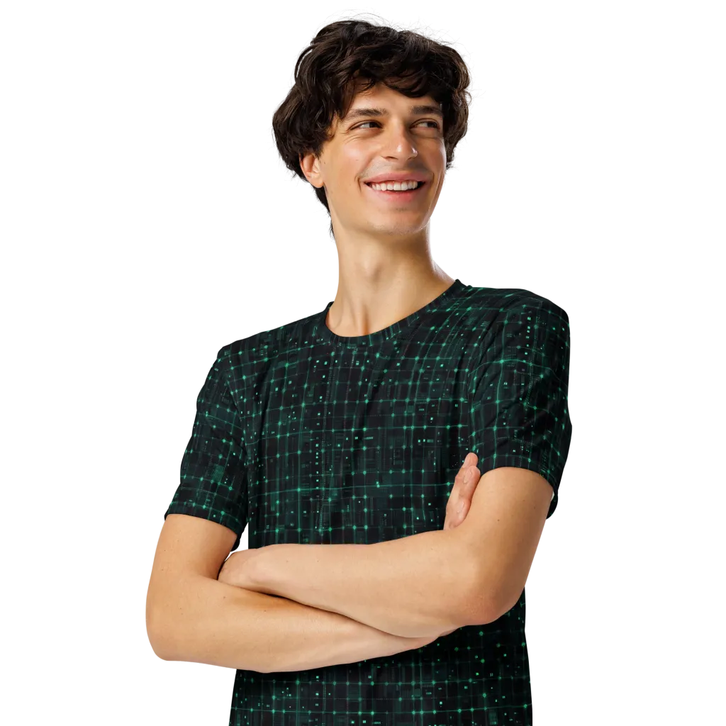 Neon Matrix on Men's Crew Neck T-Shirt — Front print