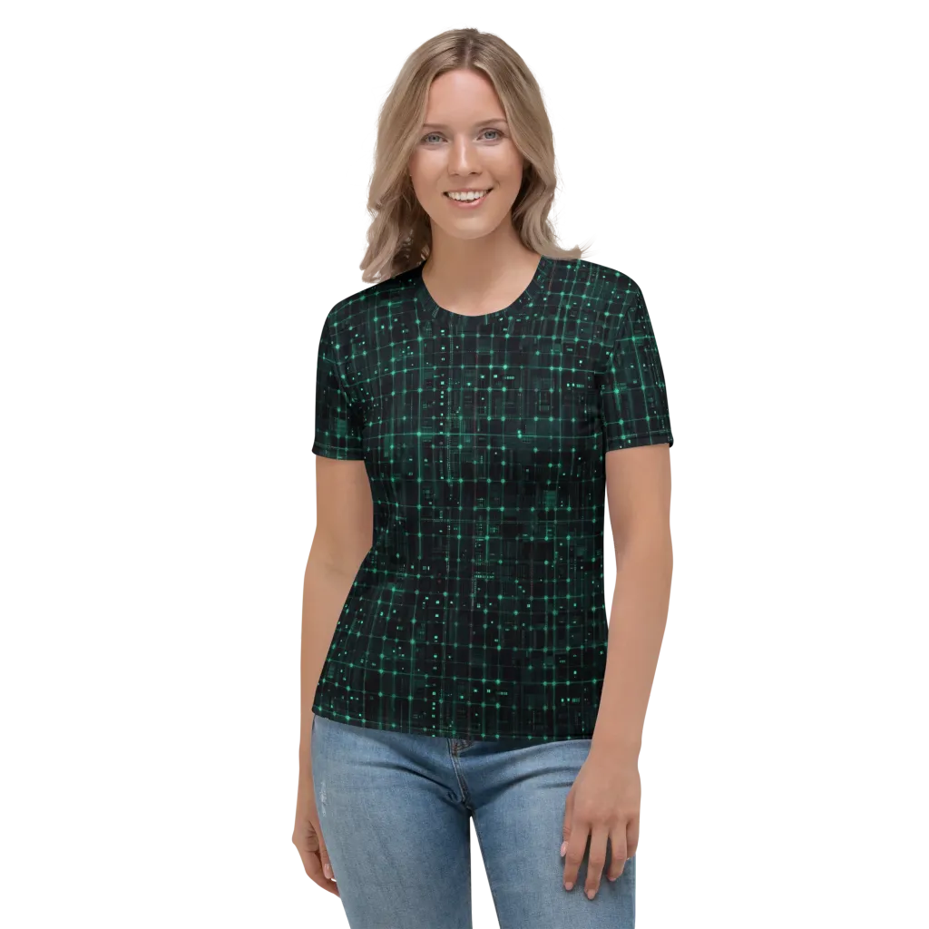 Neon Matrix on Women's Crew Neck T-Shirt — Front