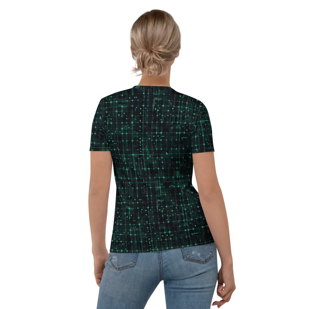 Neon Matrix on Women's Crew Neck T-Shirt — Back