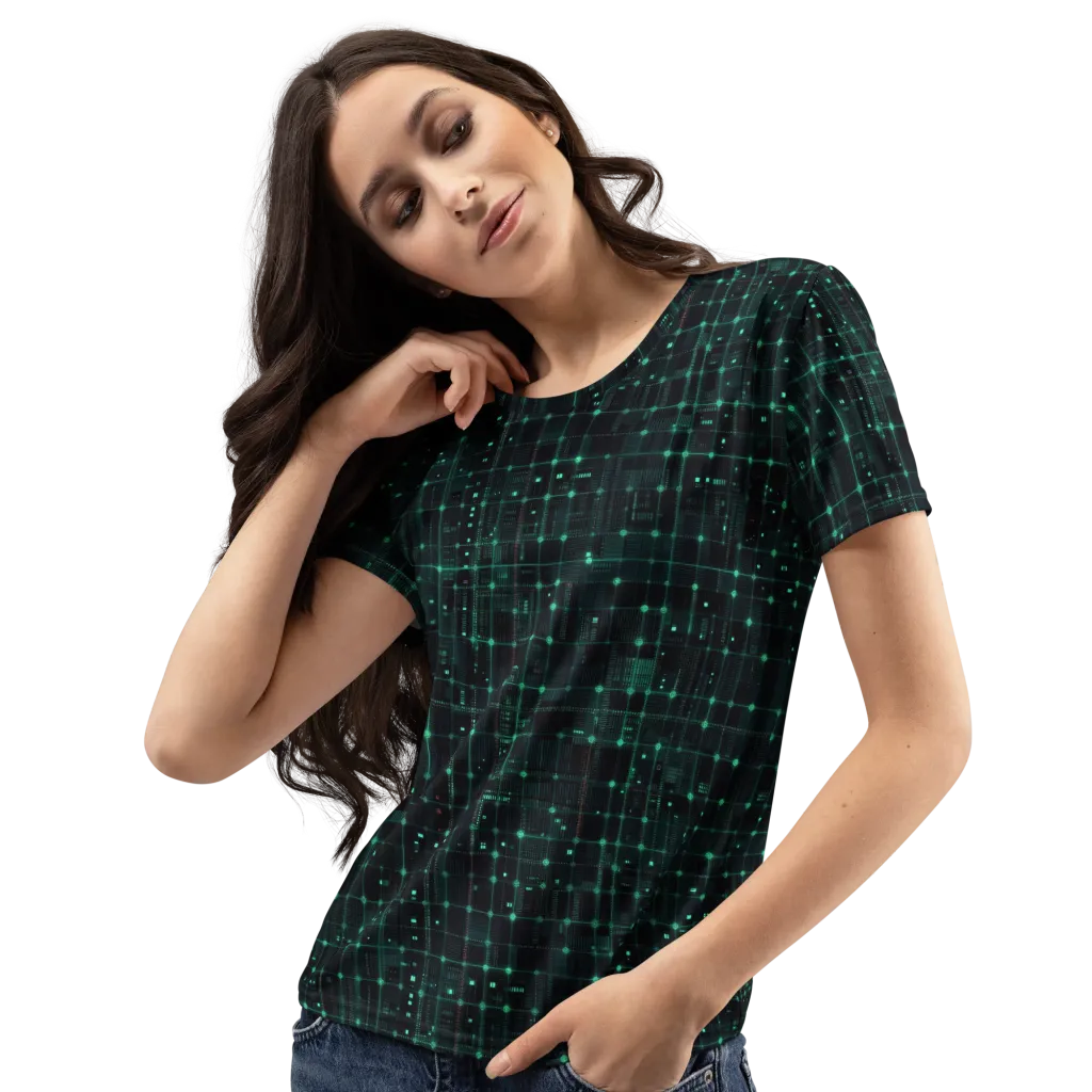 Neon Matrix on Women's Crew Neck T-Shirt — Print file