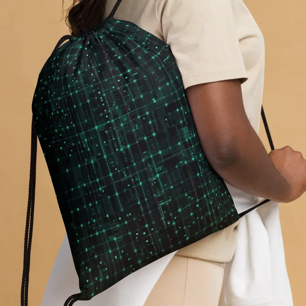 Neon Matrix on Drawstring Bag — Front 2