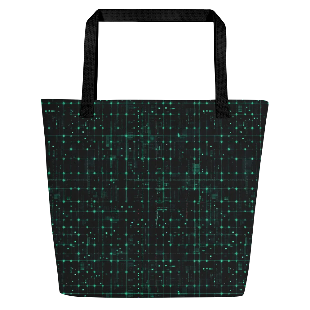 Neon Matrix on Large Tote Bag W/ Pocket — Front