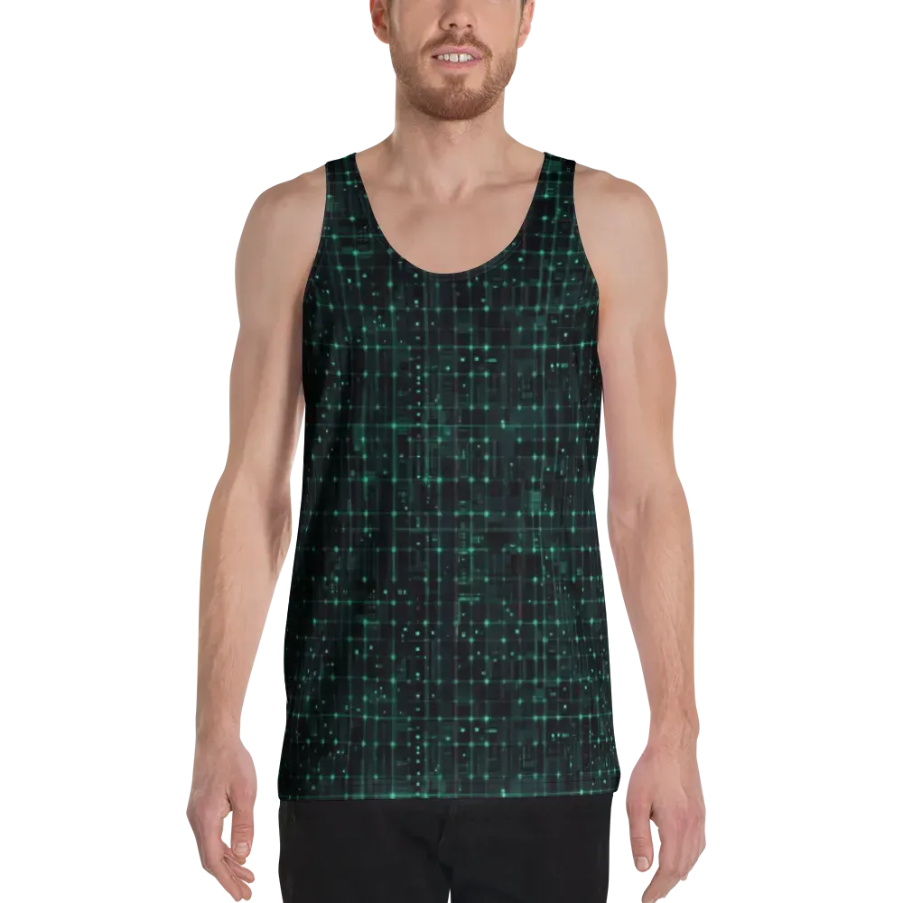 Neon Matrix on Men's Tank Top — Front
